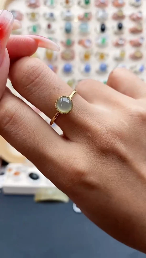 【闪购商品】翡翠戒指银S925镶嵌缅甸天然A货翡翠111  9+6