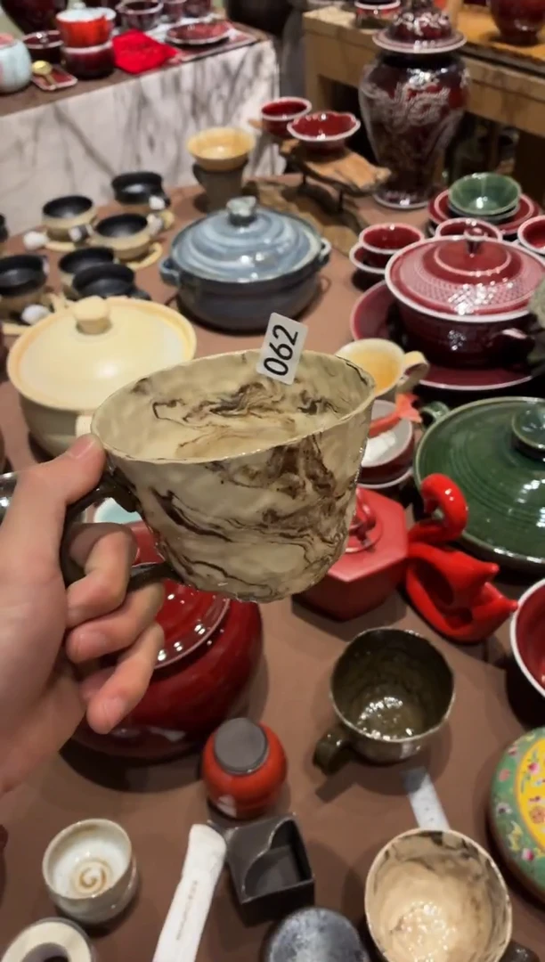 瓷片敲*爱62绞胎泥咖啡杯1个