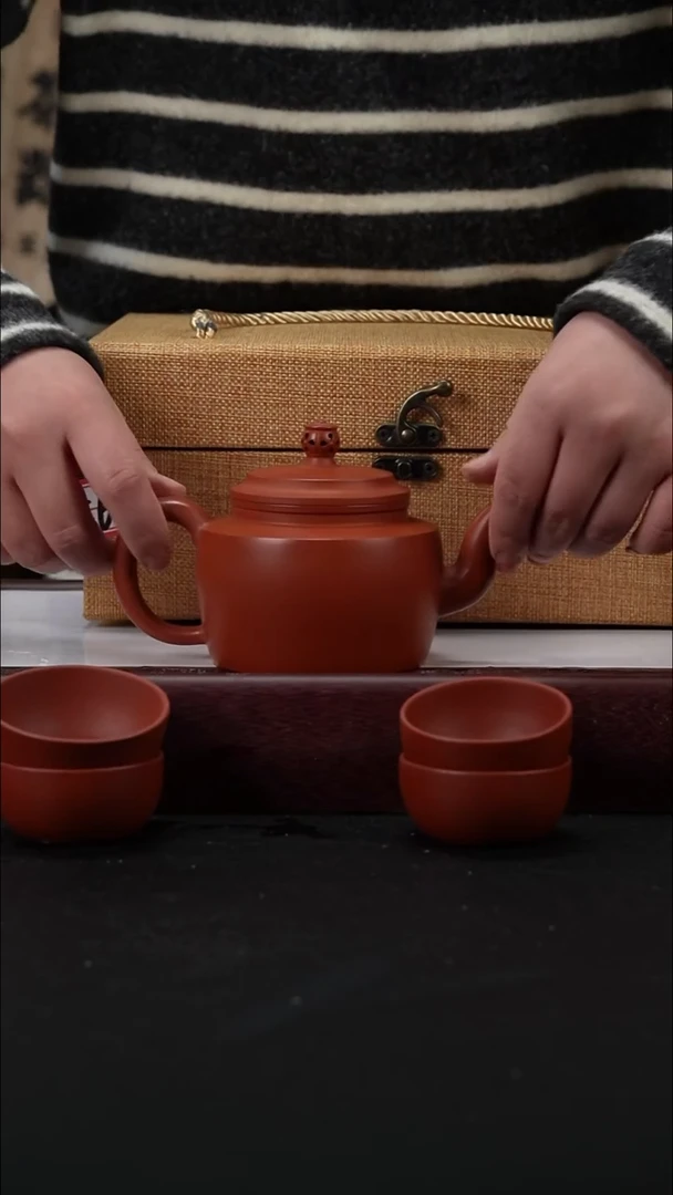 茶壶紫砂23 朱泥禅莲 套组