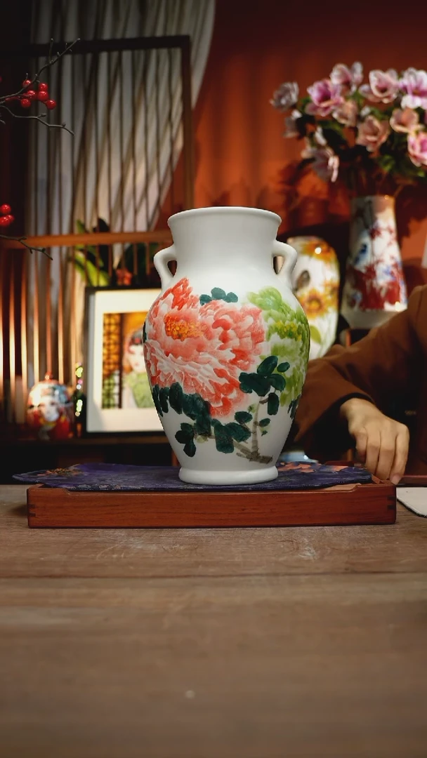 当代景德镇设计师釉下手绘陶瓷花瓶