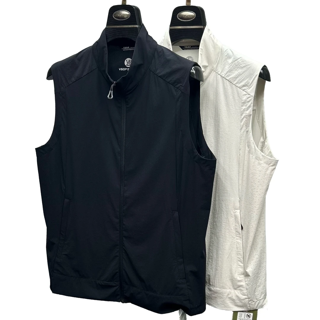 655夏季薄款立领宽松型常规款纯色马甲透气运动马夹背心休闲无袖