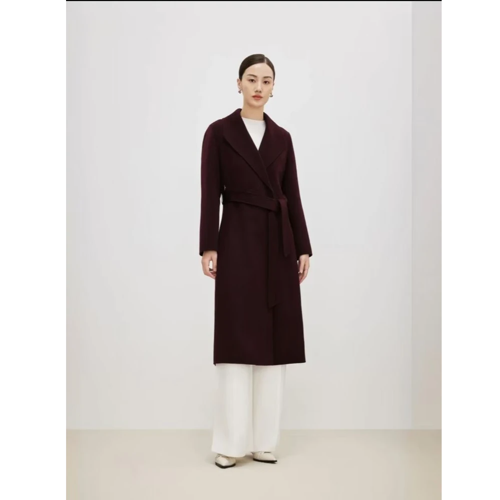 NEXY.CO/奈蔻优雅大气翻领长款双面毛呢大衣XL01007T5