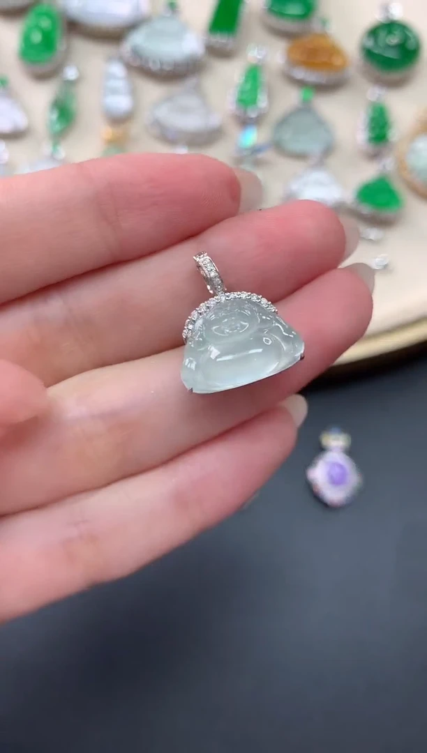 翡翠18K金镶嵌吊坠(不含链)Y379|6800