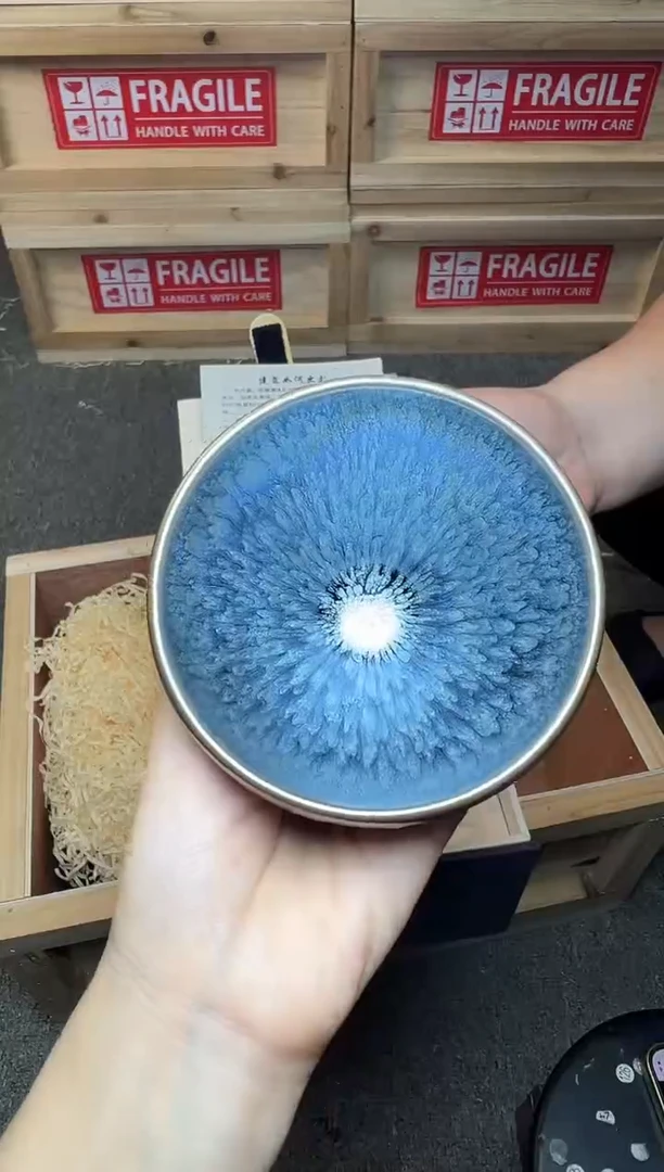 茶盏银蓝百花 盏三疯建盏茶器