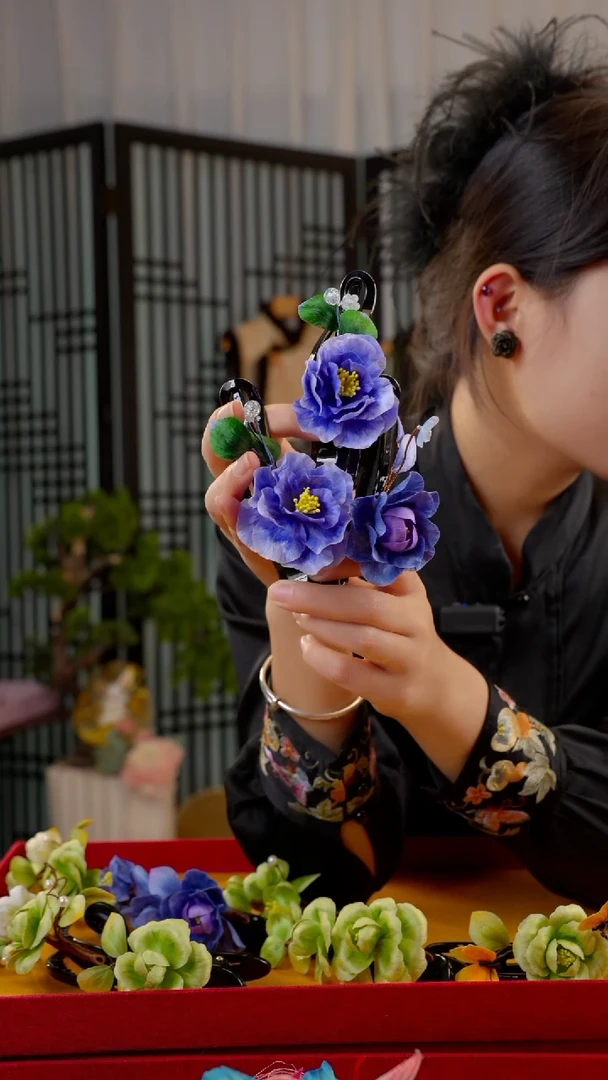 刺绣非遗绒花手工饰品 瞎盒