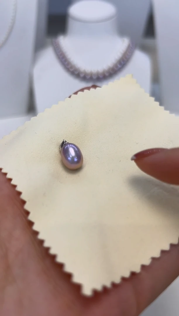 淡水珍珠银S925镶嵌颈饰吊坠