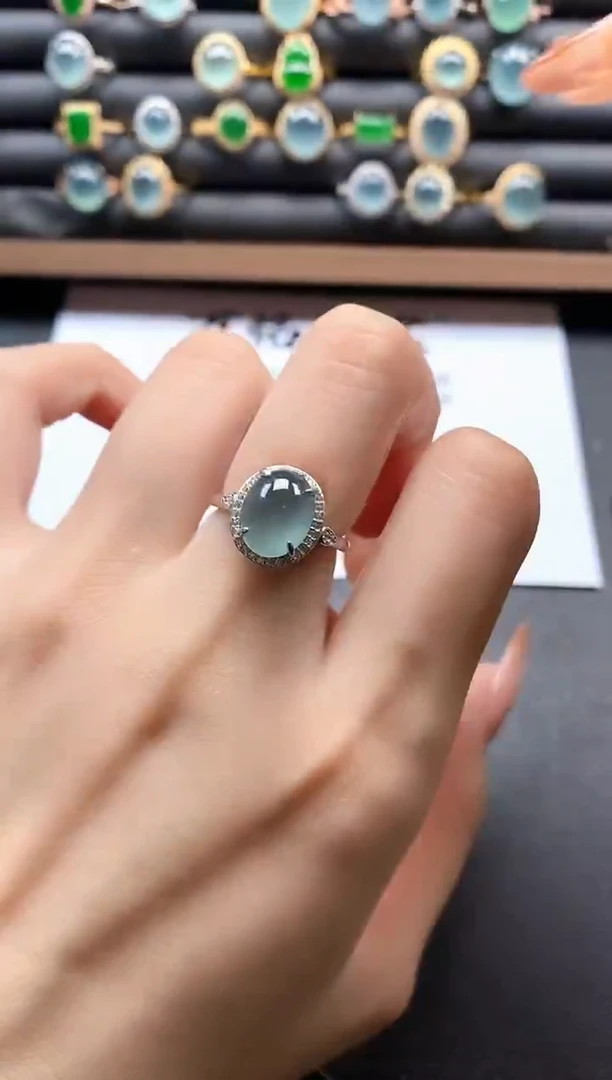 银S925镶嵌戒指翡翠51511