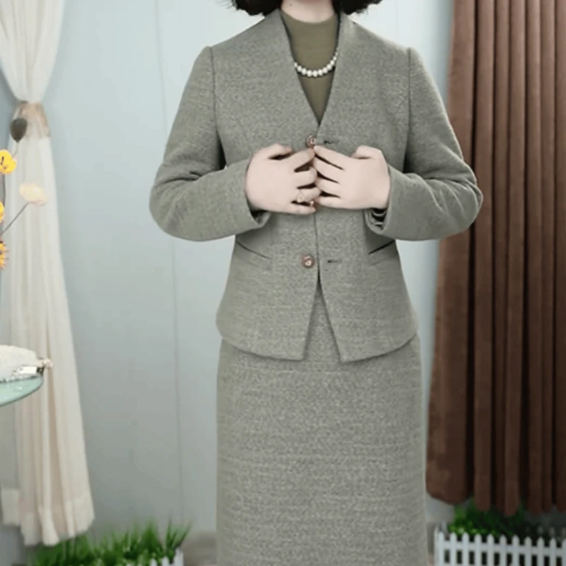 B622【外套+连衣裙】2025秋冬新款时尚气质修身显瘦高级感套装裙