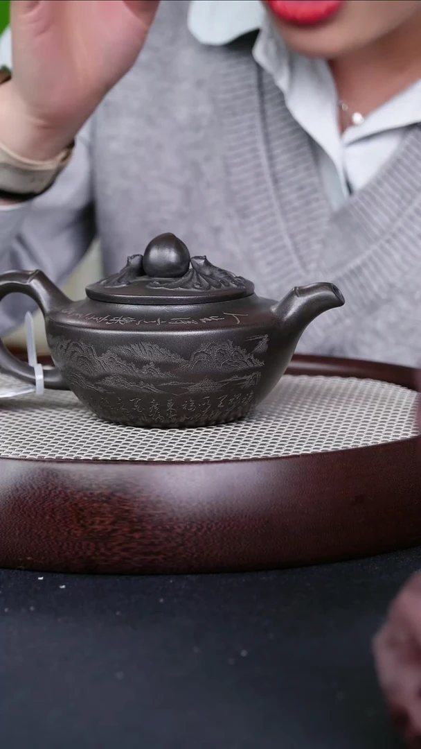 茶壶紫砂宜兴紫砂壶福桃h08084