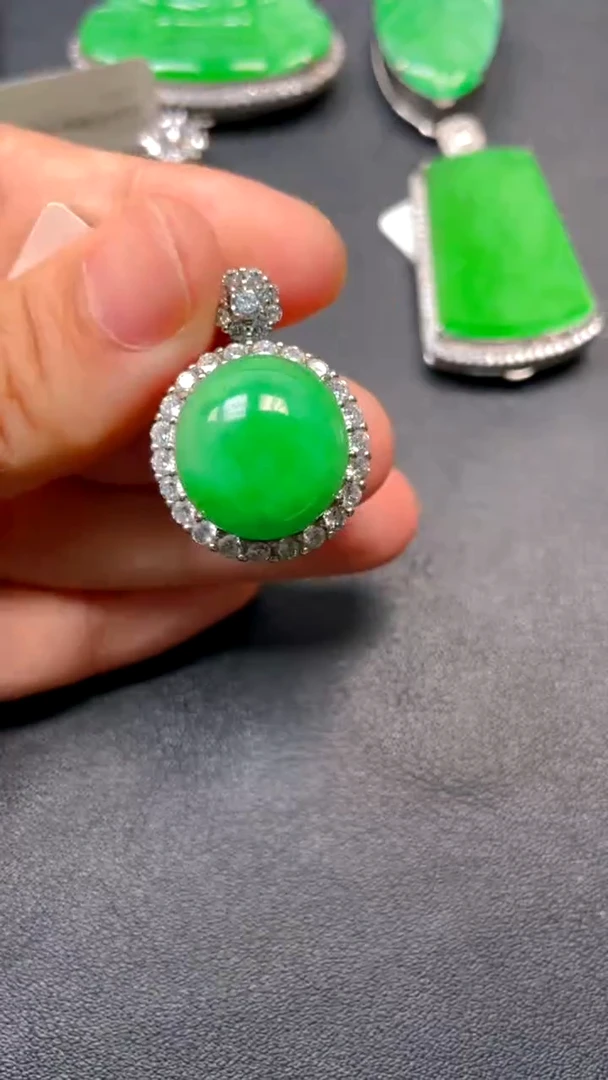 吊坠(不含链)银S925镶嵌翡翠jz1