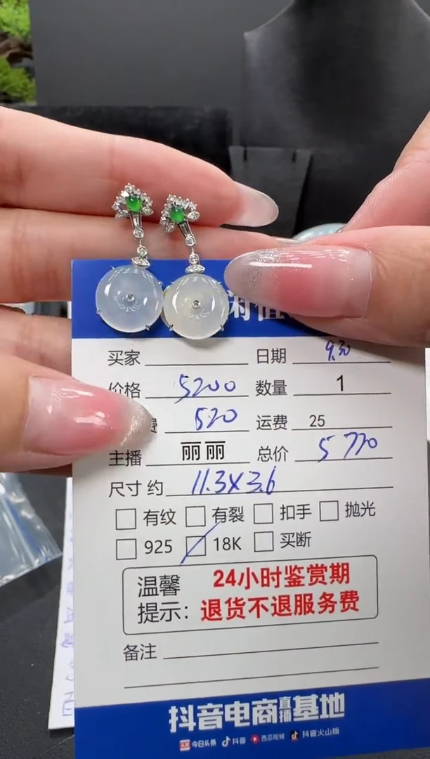 18K金镶嵌翡翠耳饰翡翠耳饰