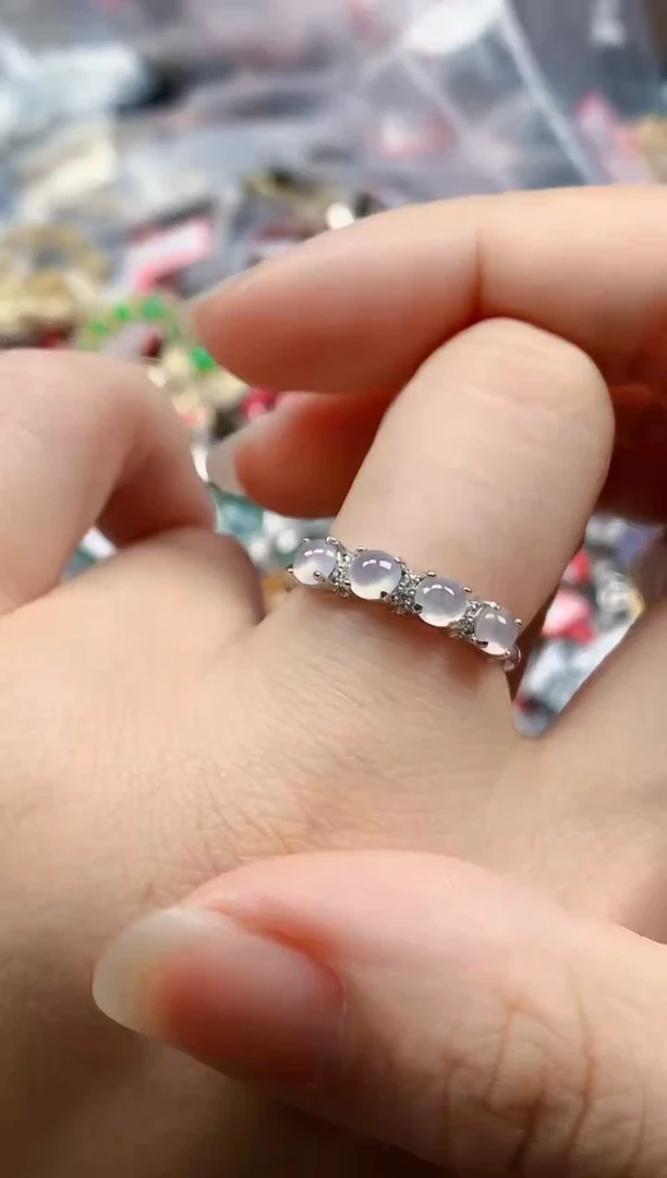 银S925镶嵌戒指翡翠天然A货缅甸翡翠