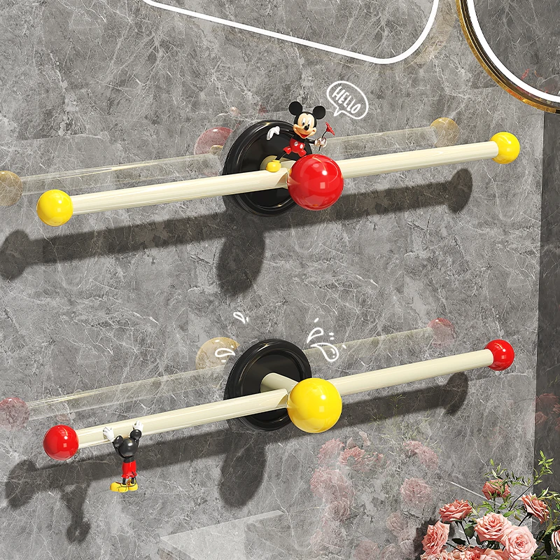 多巴胺毛巾架卫生间免打孔毛巾挂杆浴室壁挂式置物架浴巾收纳架子