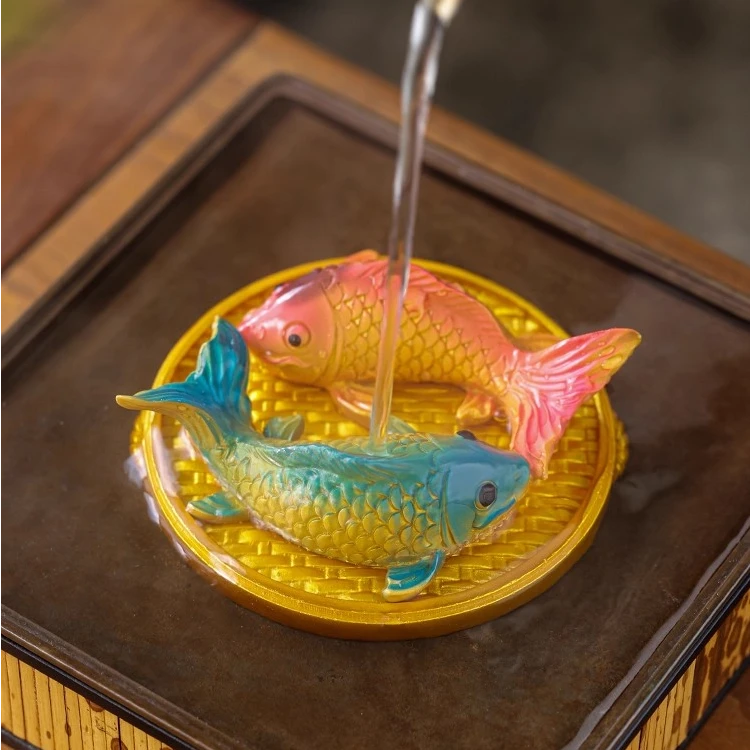 变色茶宠精品招财锦鲤茶桌摆件茶具配件可养茶玩茶桌茶台茶具配件