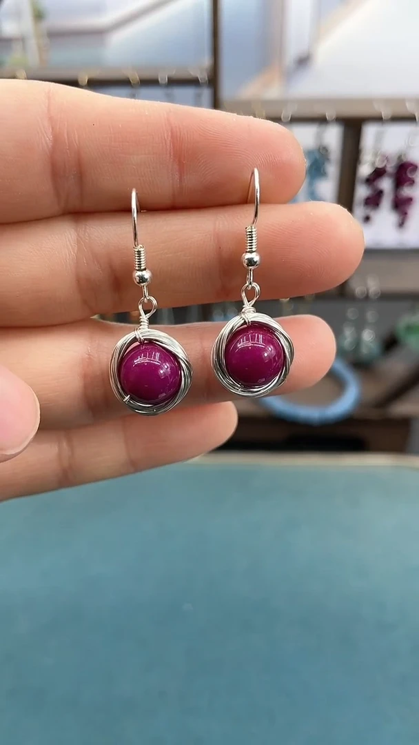 未镶嵌苏纪石（舒俱来）耳饰紫色鸟巢