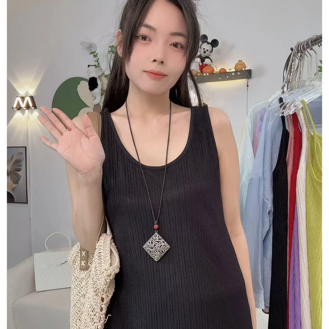 【背心款】长裙吊带无袖式连衣裙显瘦夏季宽松黑色百搭时尚大码女装