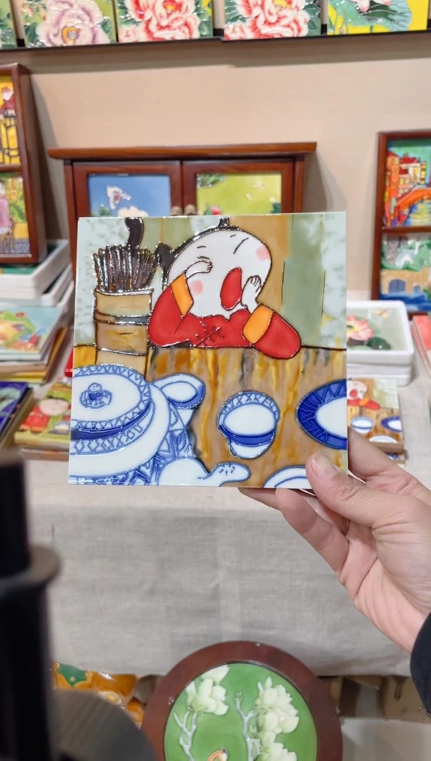 瓷片小*洛阳三彩瓷板画15*15单瓷片