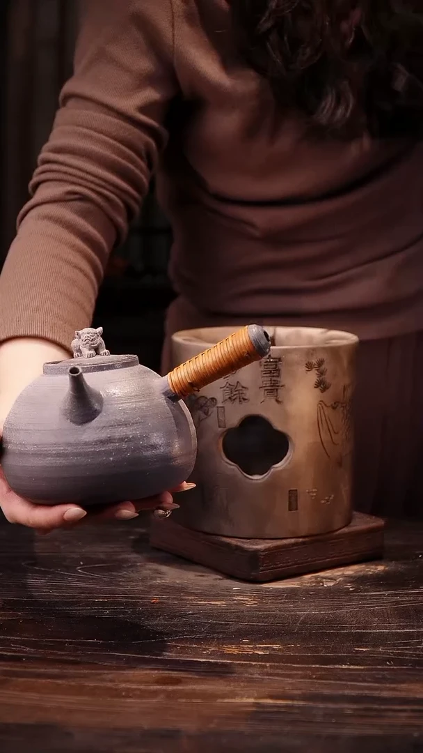 纯手工柴烧狮子侧把