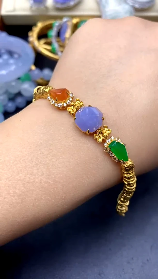 18K金镶嵌手串翡翠374 -中国好珍宝