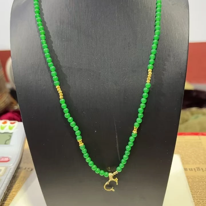 翡翠小米珠项链D40