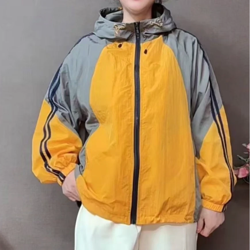 奇奇家潮派大码春夏款宽松韩版休闲潮色薄款拼色休闲外套