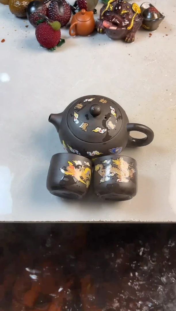 变色小西施+2变色扳指杯+壶绳
