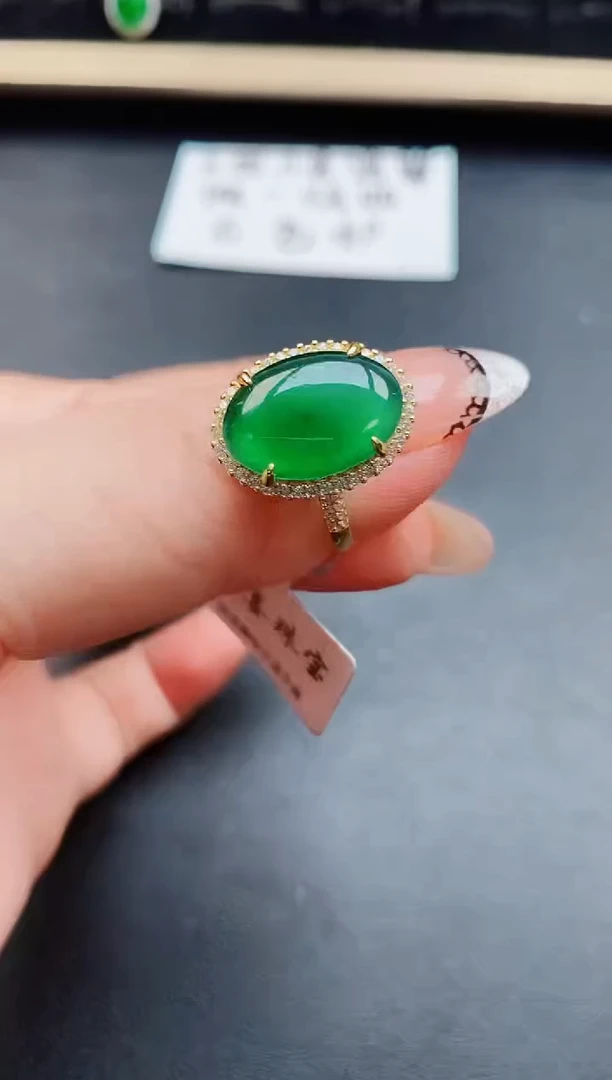 翡翠戒指银S925镶嵌5805
