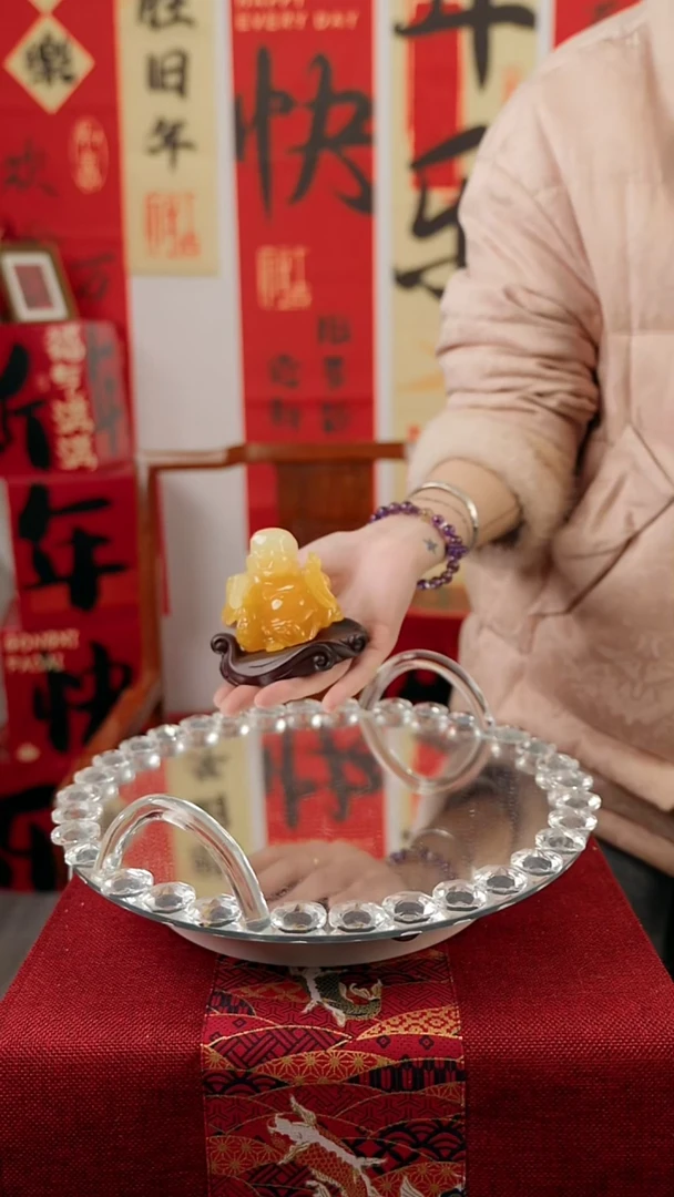 【闪购商品】琉璃玉质感黄弥勒佛摆件