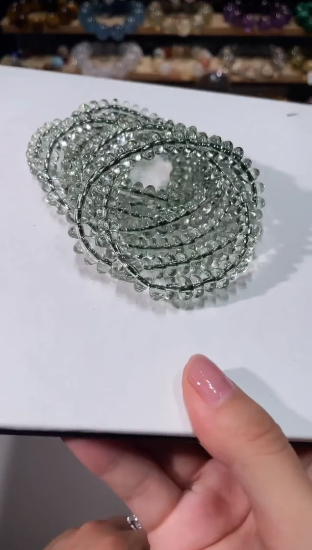 水晶手链未镶嵌绿水晶盘切手链多样性发一
