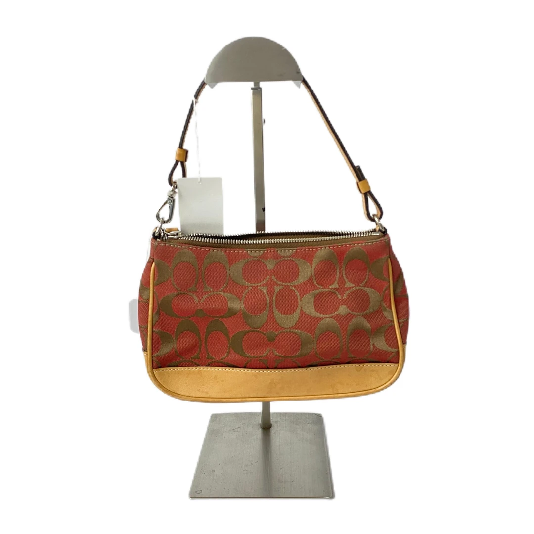 95新 COACH/蔻驰 经典老花帆布拼皮腋下麻将包 MM-80075