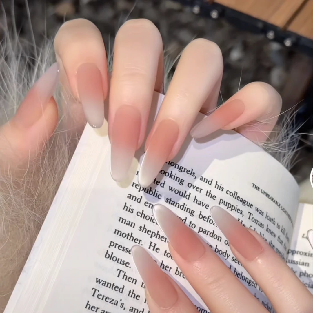 JDD【素颜霜】秋冬款裸色温柔磨砂中长款显白纯手工美甲穿戴甲片