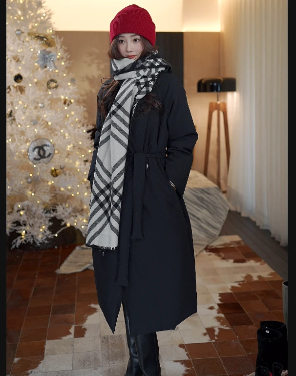 【冬日氛围】韩版高支细羊毛黑白格纹羊毛围巾