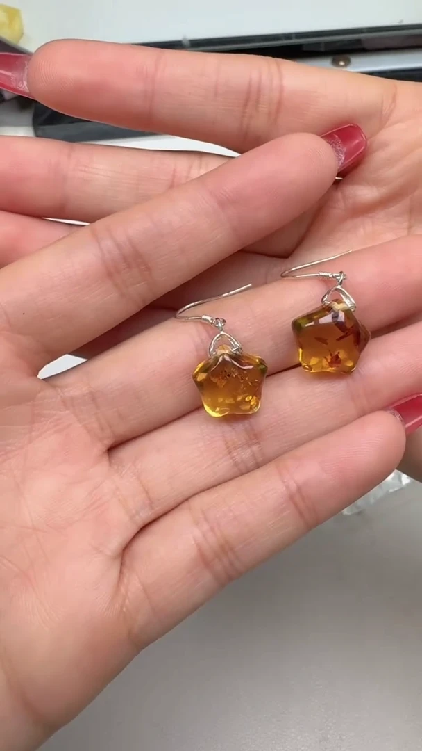 裸石琥珀银S925镶嵌如图