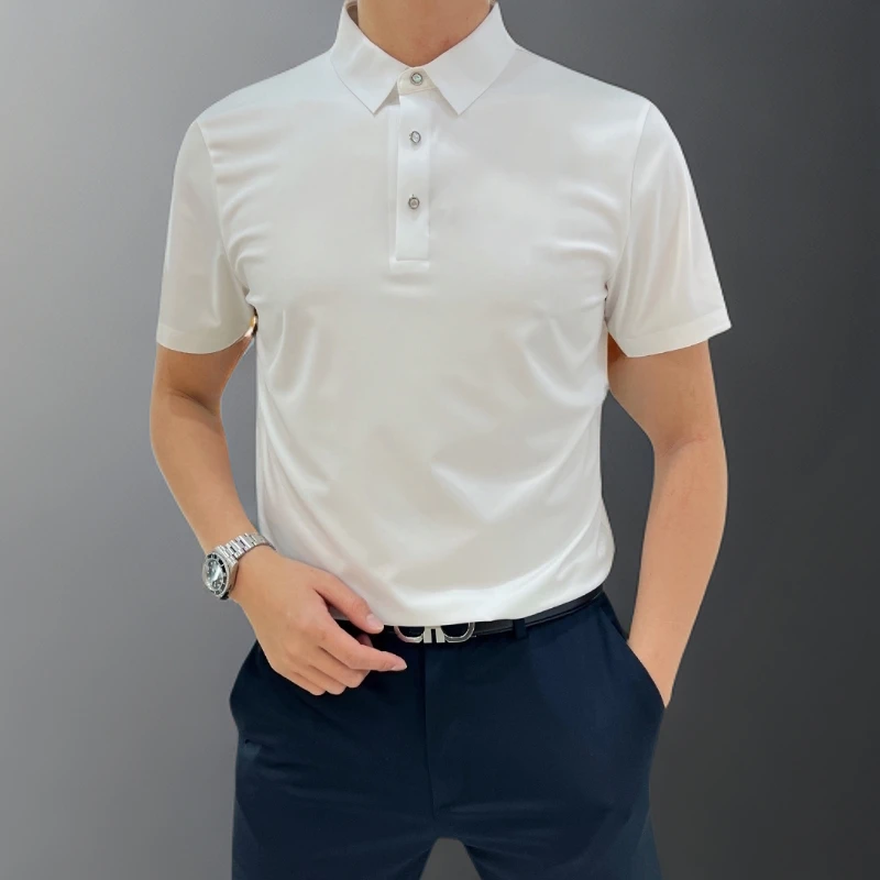 2025新款高级感商务休闲T恤薄款男士休闲运动潮牌夏季短袖POLO衫