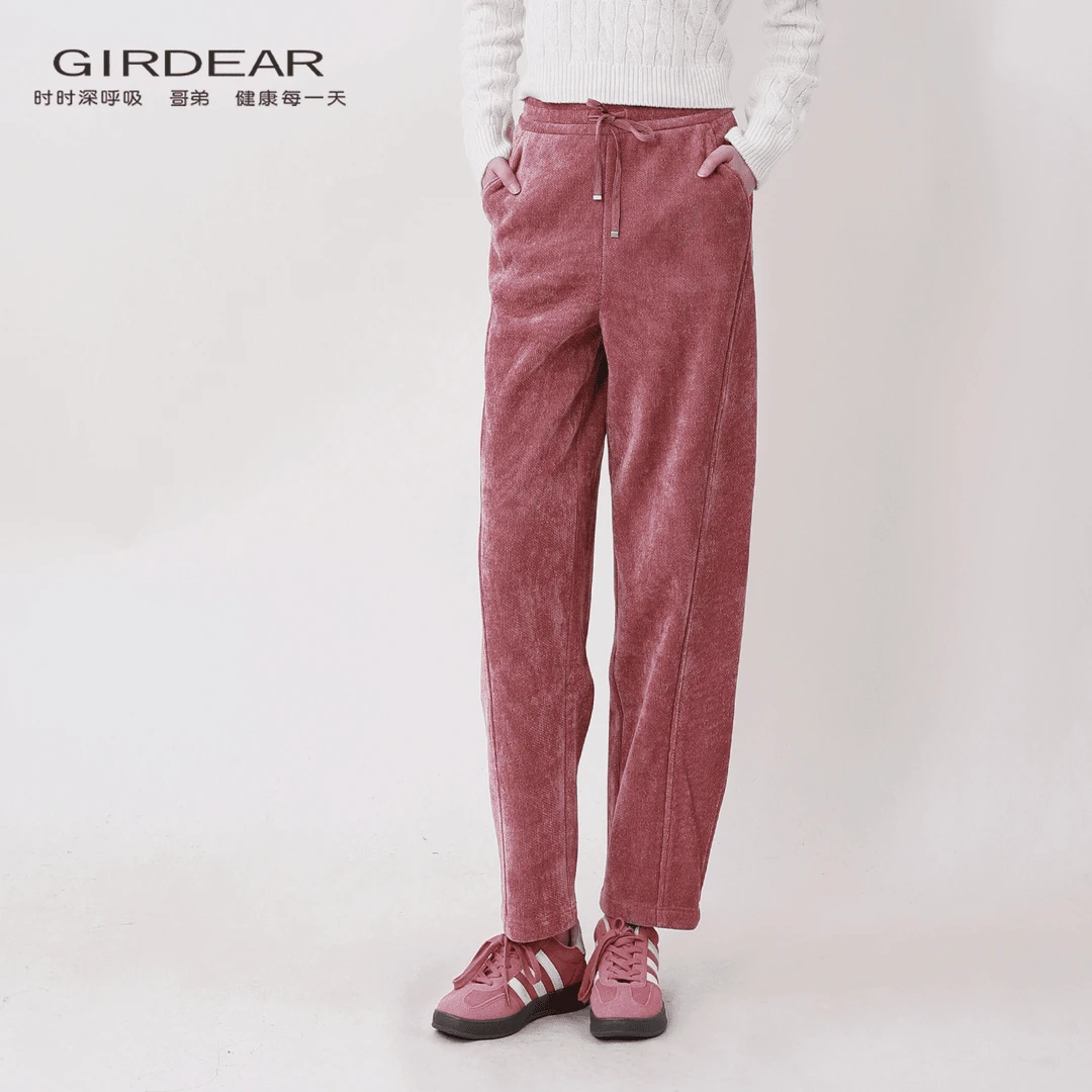 GIRDEAR/哥弟新款百搭休闲显瘦通勤气质雪尼尔潮流香蕉裤-1100480