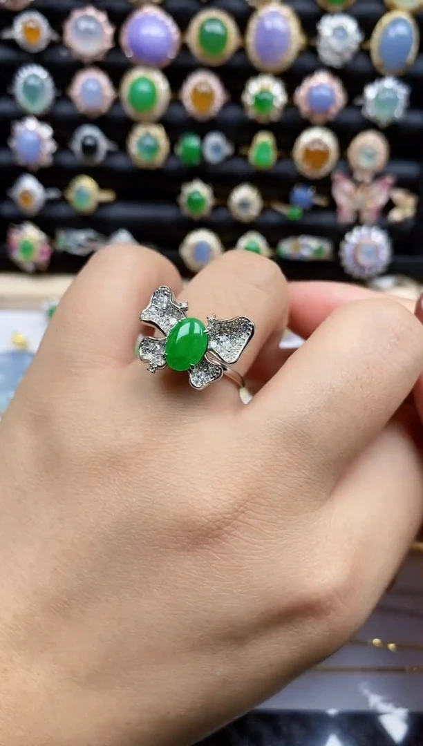 银S925镶嵌戒指翡翠2887