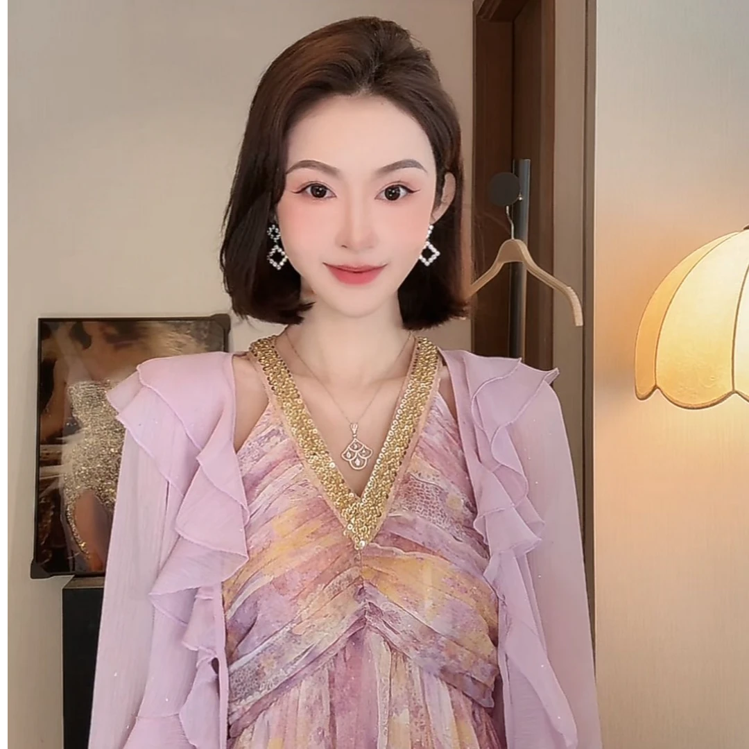 兔子定制【梦幻氛围】夏季纯欲荷叶边设计感长袖开衫TZ031910