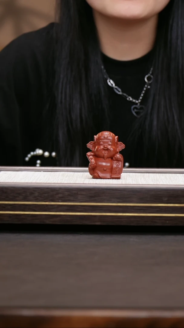 茶壶紫砂朱泥  财神茶宠