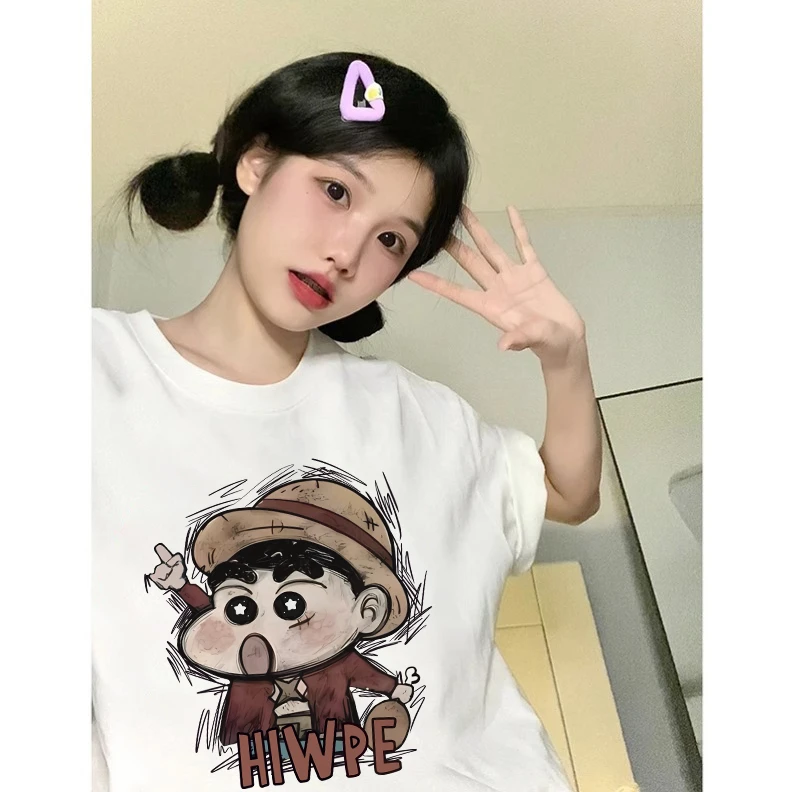 【帝韵】2025新款蜡笔小新纯棉短袖T恤女夏季百搭宽松圆领半袖上衣