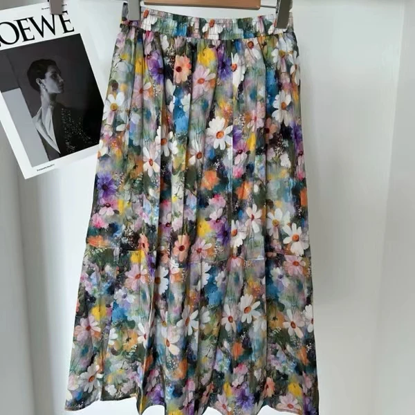 627【来自艾米精品】高级莫奈油画彩绘碎花半身裙