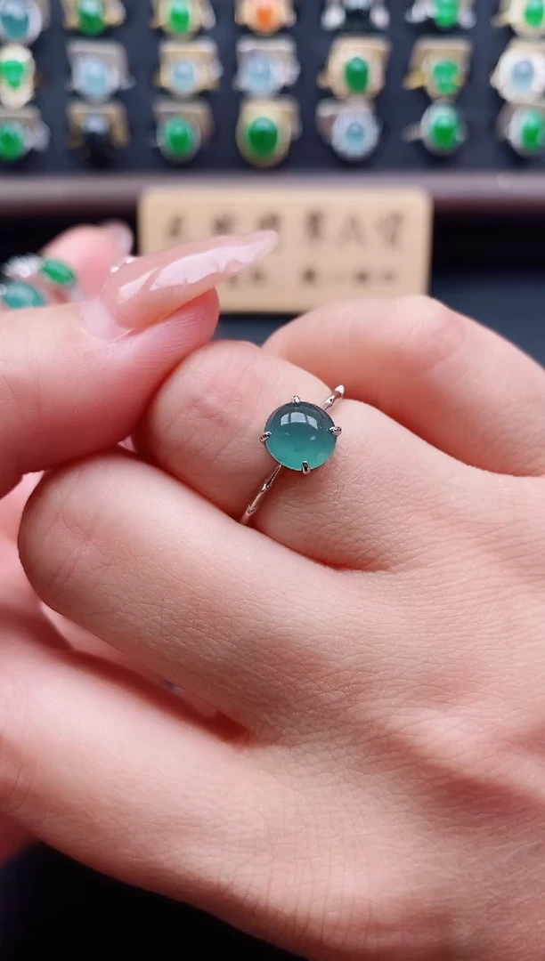 银S925镶嵌戒指翡翠1