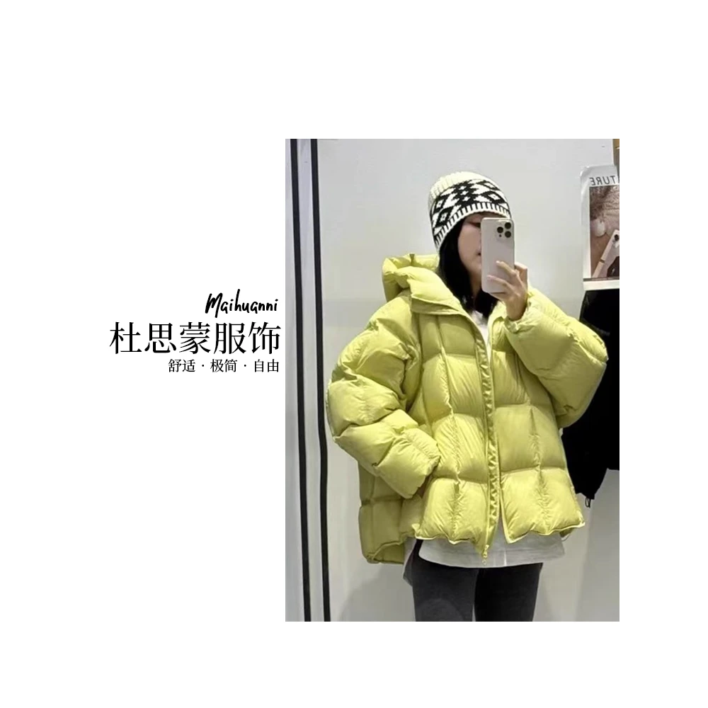 (杜思蒙服饰) J519-【宝藏衣橱】韩系云朵泡芙方块连帽短款羽绒棉服