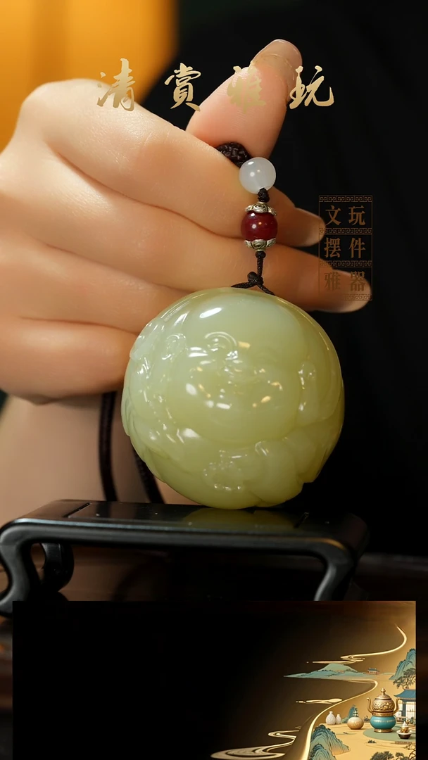 玉《圆形弥勒》手把件摆件
