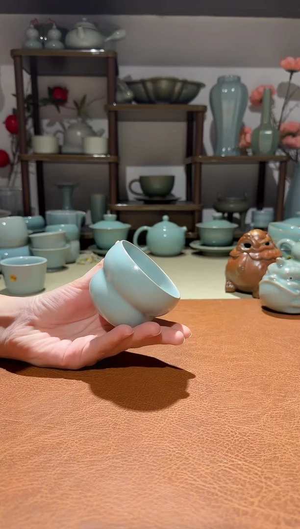 杯子瓷092全手胖葫芦杯 主人杯品茗杯 仿古釉一级精品