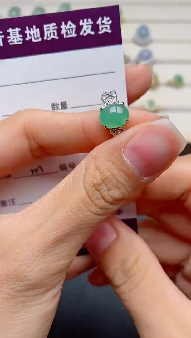 翡翠戒指银S925镶嵌.