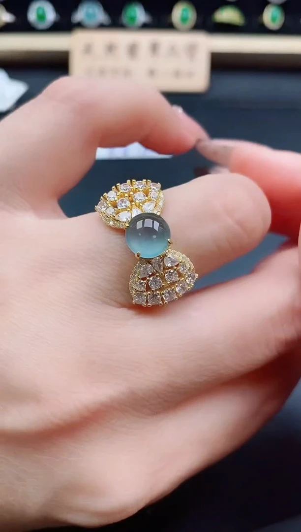 银S925镶嵌戒指翡翠1