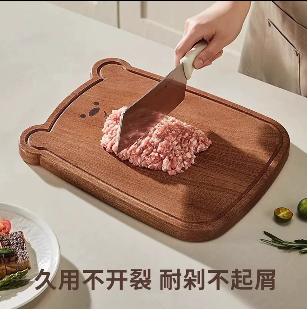 【大号】整木实木乌檀木熊熊菜板抗菌防腐34*26 WTCB-07