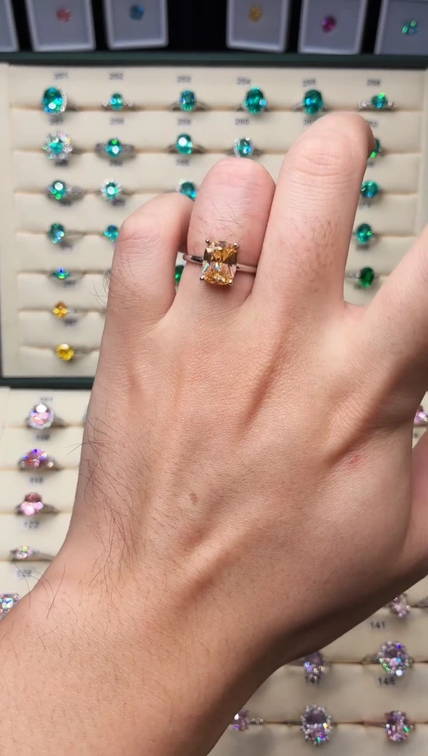 无925银轻奢火橙色女神戒