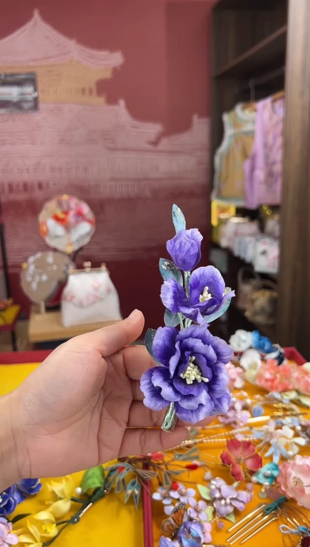 【闪购商品】刺绣非遗绒花（发饰）