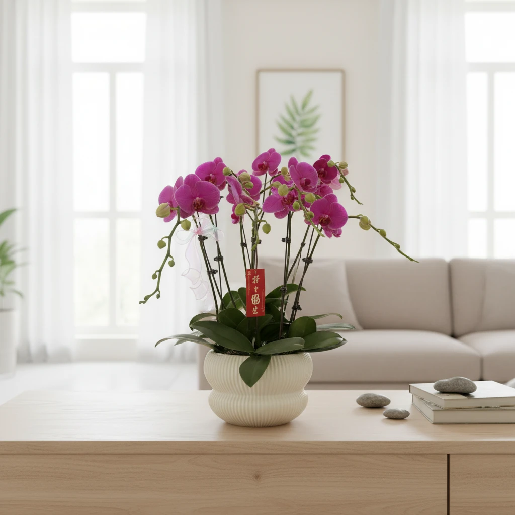 【恭喜发财】蝶兰鲜花清新优雅带花带苞兰花基地直发